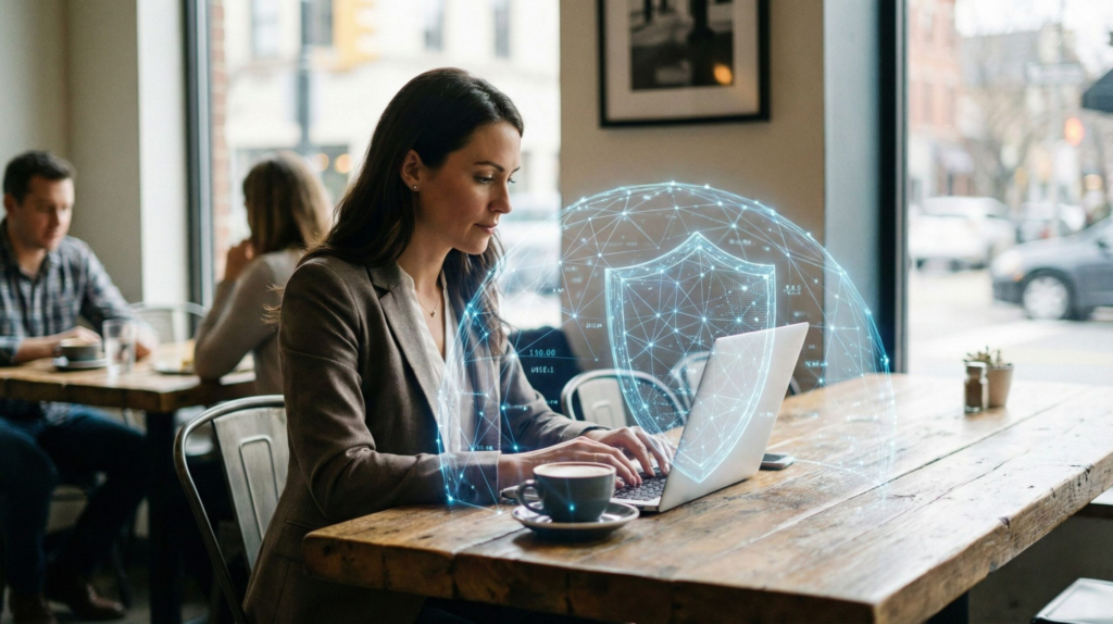 AI-powered VPN protecting secure internet connection