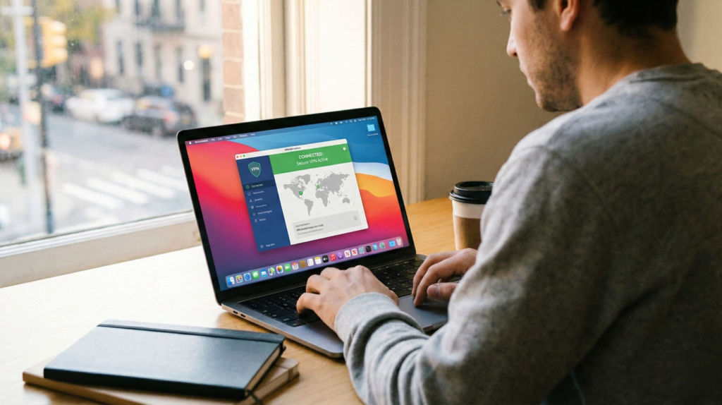 AI-powered VPNs concept showing artificial intelligence protecting internet privacy