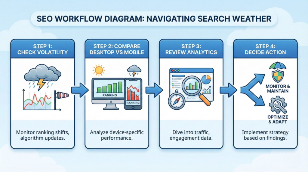 Step-by-step workflow showing how to use SEMrush Sensor correctly