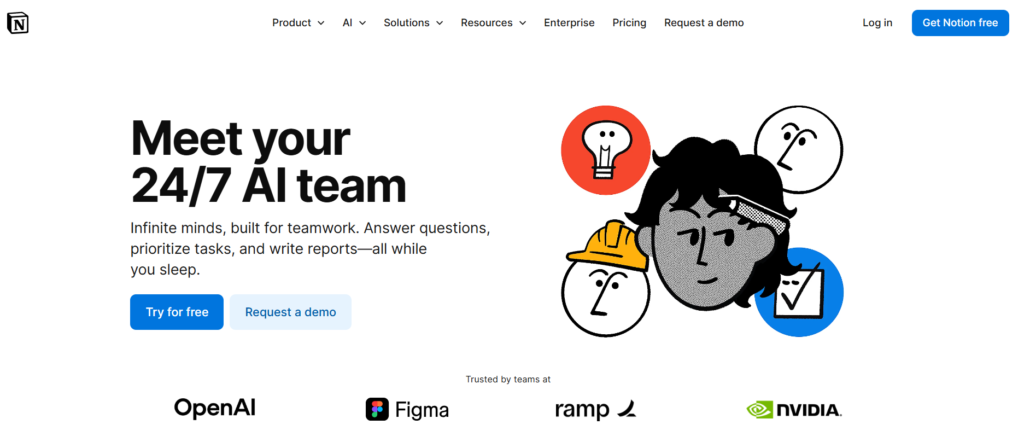 Notion AI screenshot showing notes and task planning as AI tools for beginners