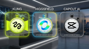 AI video editor 2026 comparison between Kling, Higgsfield, and CapCut AI